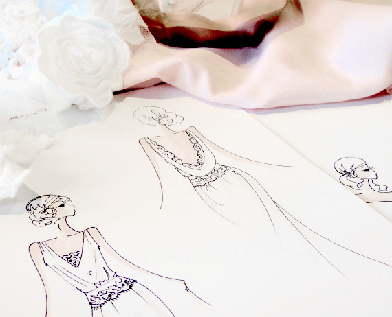 Création de robe de mariée sur mesure Bayonne Pays Basque. illustrations croquis. Créatrice mariage.